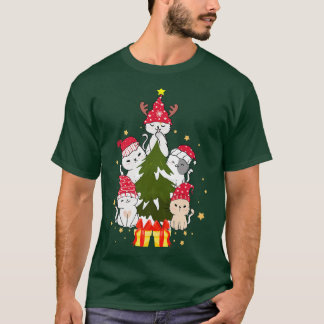 T-shirt Noël Casquette Étoiles mignonnes Chats Arbre de No