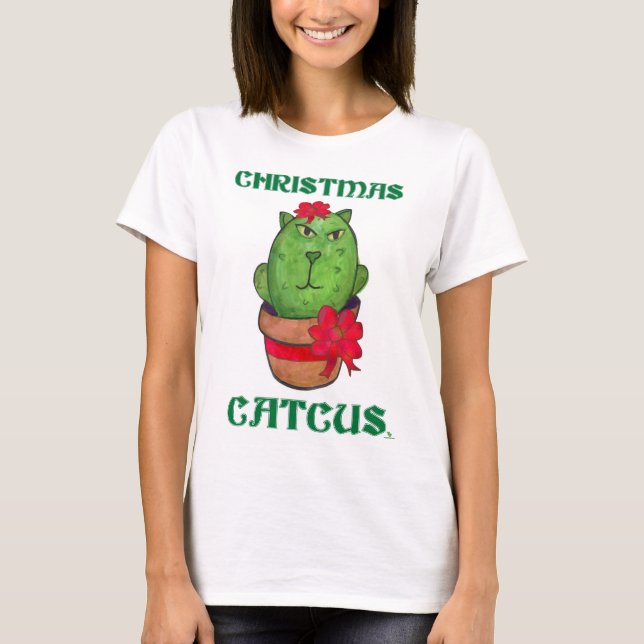 T-shirt Noël Catcus Vacances Cactus Cartoon Art (Devant)