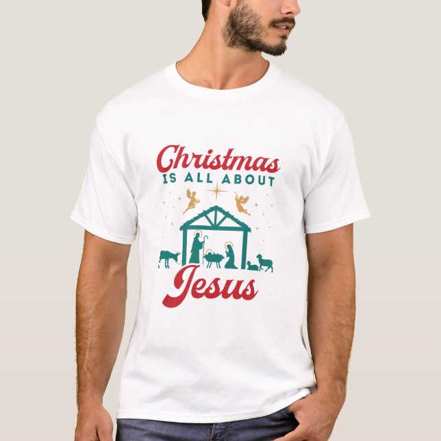 T-shirt Noël, c'est la scène de la Nativité Jésus (Devant)