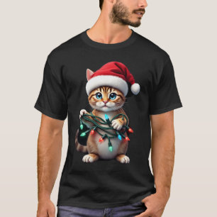 T-shirt Noël Chat Siamois Col V (2)