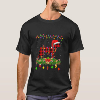 T-shirt Noël Chien Terrier Boston à carreaux de buffle ass