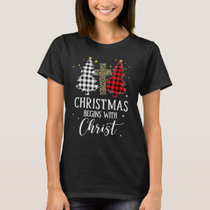 T-shirt Noël commence avec Christ Jésus Croix chrétien