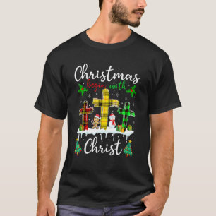 T-shirt Noël Commence Avec Christ Snowman Christian Cro