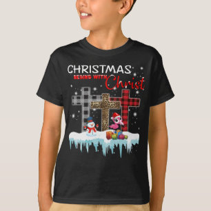 T-shirt Noël commence avec le Flamant rose d'amour du Chri