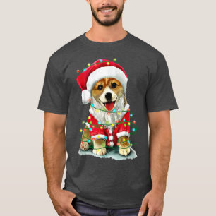 T-shirt Noël Corgi éclairages Père Noël Pour Hommes Femmes