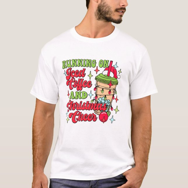 T-shirt Noël Courir Sur Café Glacé (Devant)