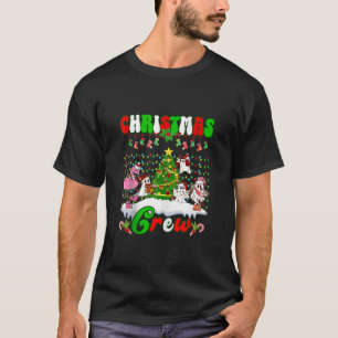 T-shirt Noël Crew Flamant rose amusant Fantôme Pine Arbre 