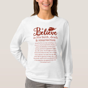 T-shirt Noël Croyez Jésus Nativité Blanc Rouge Script