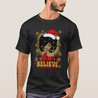 T-shirt Noël Croyez Père Noël Africain-Américain Noir Femm