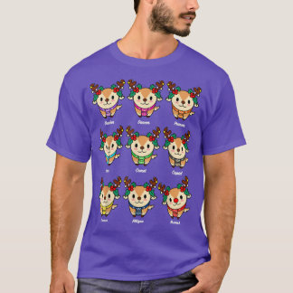 T-shirt Noël Cute Reindees Vacances Père Noël Tree hiver