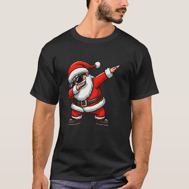 T-shirt Noël Dabbing Père Noël Xmas Lumières Filles Garçon (Devant)