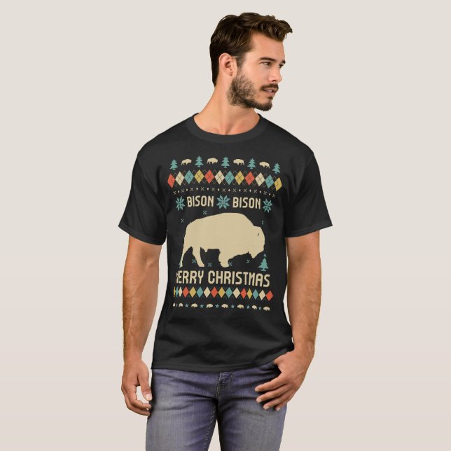 T-shirt Noël de bison (Devant entier)