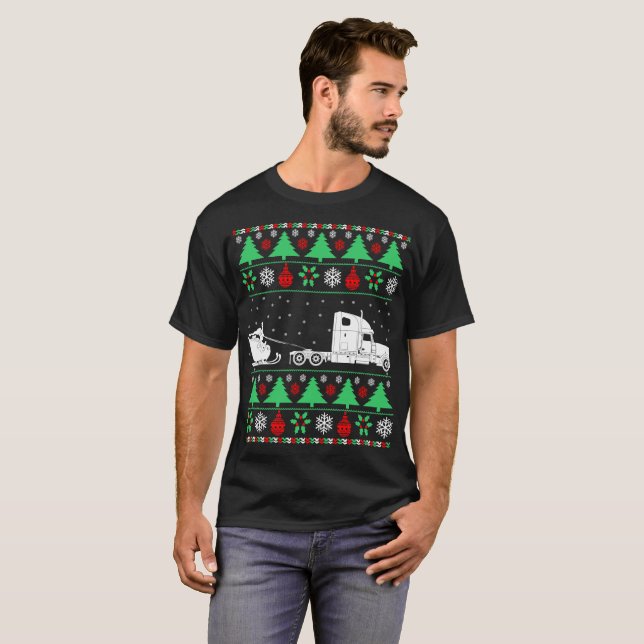 T-shirt Noël de camionneur de chauffeur de camion de Père (Devant entier)