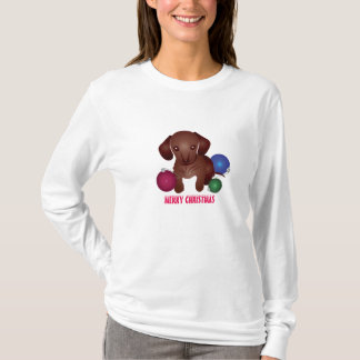 T-shirt Noël de chiot de teckel Joyeux !