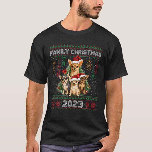 T-shirt Noël de famille 2023 Sweater Ugly Chihuahua Xmas (Devant)