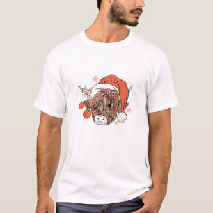 T-shirt Noël de la vache mignonne Santa Hat Funny Festive