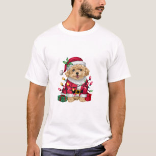 T-shirt Noël de l'éclairage de Noël Père Noël Maltipoo Chi