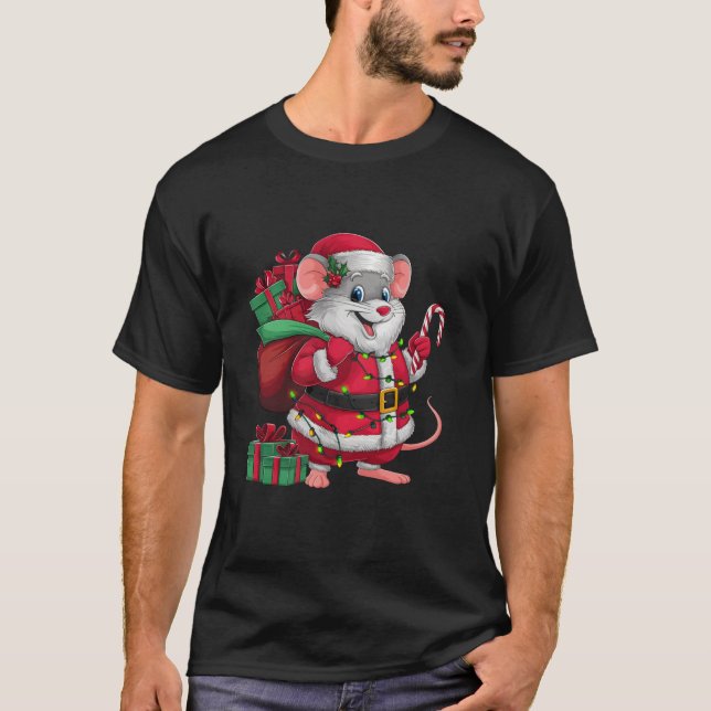 T-shirt Noël de Noël de la souris Père Noël Lighting (Devant)