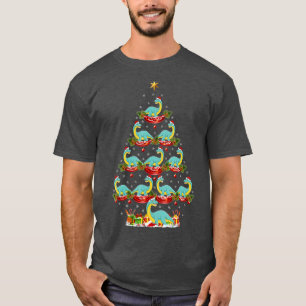 T-shirt Noël de Noël Père Noël Brontosaurus Dinosaure Noël