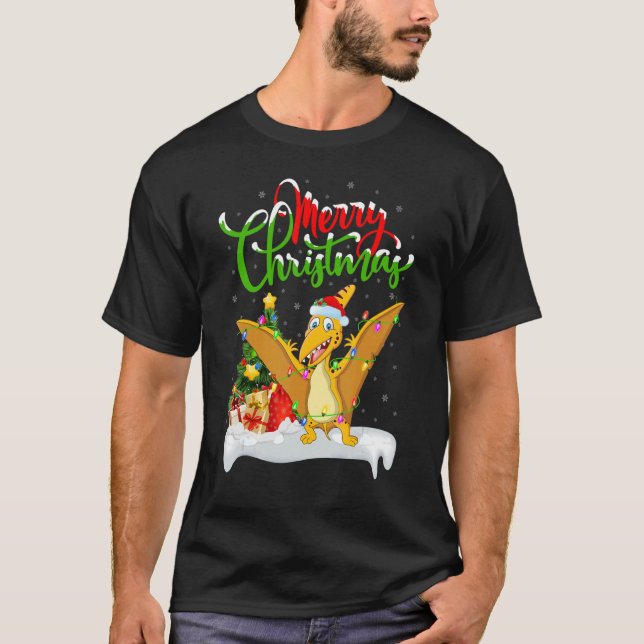 T-shirt Noël Décoration Pterodactyl Dinosaur Oiseau Christ (Devant)