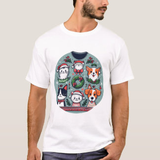 T-shirt Noël des chats et des chiens