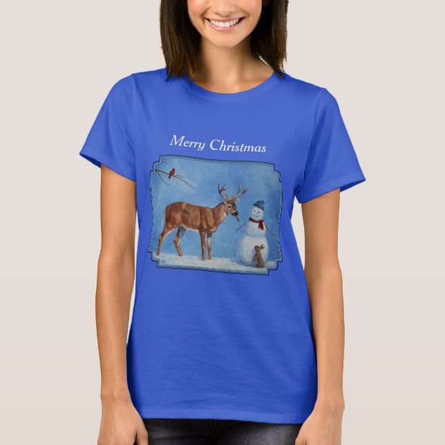 T-shirt Noël des Deer & Funny Snowman (Devant)