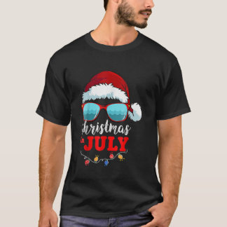 T-shirt Noël des femmes en juillet Père Noël lunettes de s