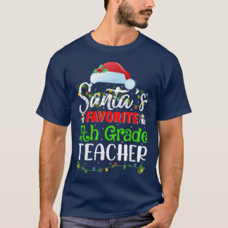T-shirt Noël des lumières Père Noël 5e année enseignante N