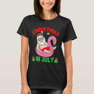 T-shirt Noël d'été en juillet - Père Noël tropical en surf