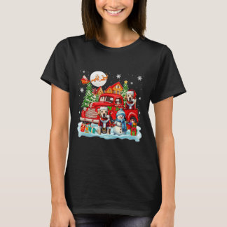 T-shirt Noël Deux Père Noël Labrador Retrivers On Pickup