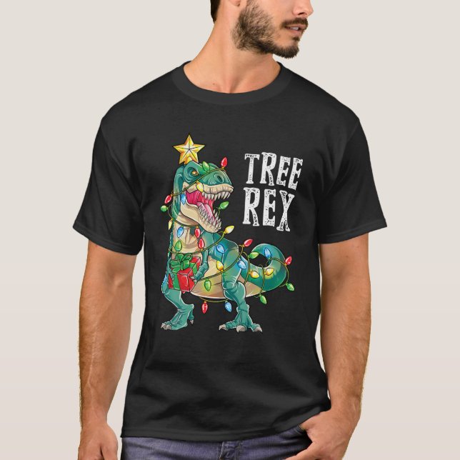 T-shirt Noël Dinosaure Arbre Rex Hommes Femmes Pyjamas Noë (Devant)