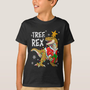 T-shirt Noël Dinosaure Arbre Rex Pajamas Hommes Garçons En