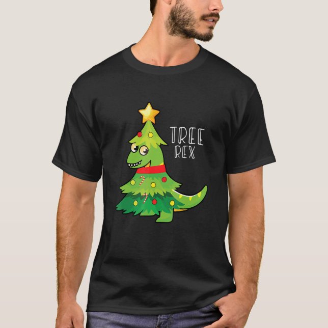 T-shirt Noël Dinosaure Arbre Rex Pajamas Hommes Garçons En (Devant)