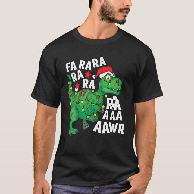 T-shirt Noël Dinosaure Santa Hat Fa Ra Rawr T Rex X (Devant)