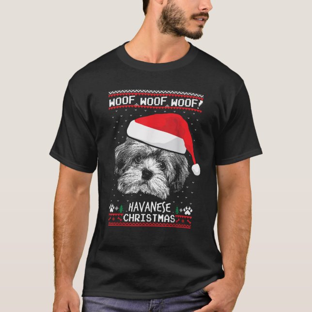 T-shirt Noël drôle de Woof Havanese Noël (Devant)