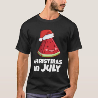 T-shirt Noël Drôle En Juillet Chemise Eté Watermelon Sa