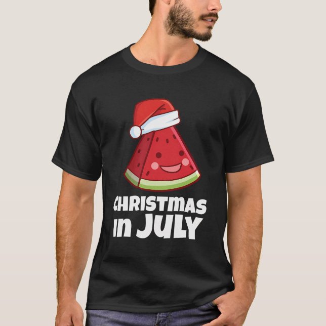 T-shirt Noël Drôle En Juillet Chemise Eté Watermelon Sa (Devant)