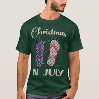 T-shirt Noël Drôle En Juillet Flip Flops Père Noël Summer