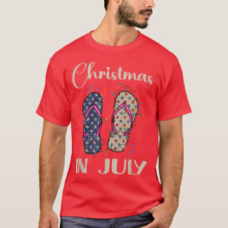 T-shirt Noël Drôle En Juillet Flip Flops Père Noël Summer