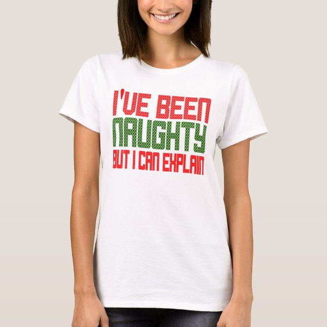 T-shirt Noël drôle J'ai été coquin croix scintillant (Devant)