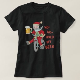 T-shirt Noël Drôle Père Noël Tiens Ma Bière Humoristique