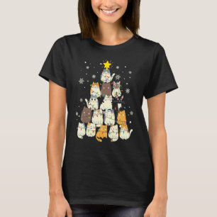 T-shirt Noël Drôle Pour Enfant Adulte Noël Chat Arbre Meow