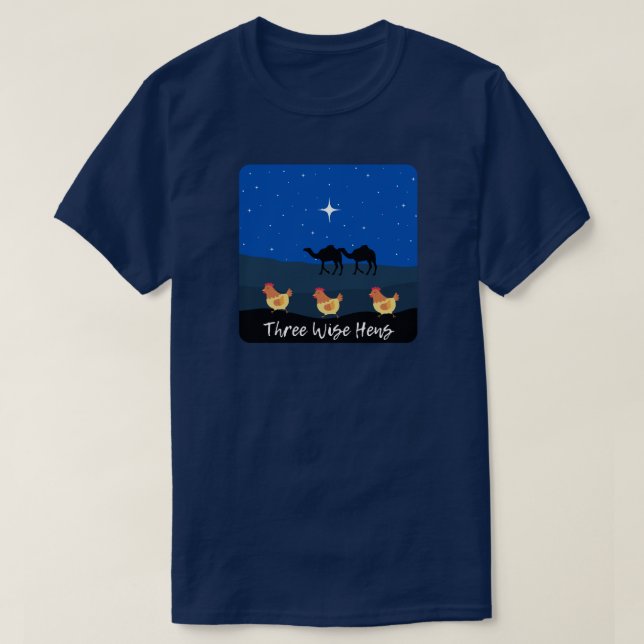T-shirt Noël drôle Trois Poules Sages (Design devant)