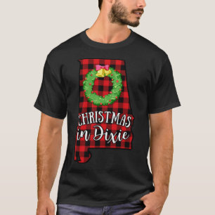 T-shirt Noël en Alabama à Dixie Buffalo Red Plaid Sud