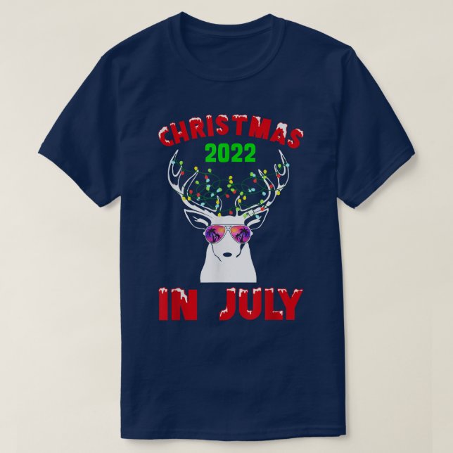 T-shirt Noël En Juillet 2022 Reindeer Snow Joyeux Père Noë (Design devant)