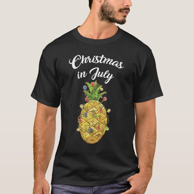 T-shirt Noël En Juillet Ananas Xmas Tree Lights Beach (Devant)