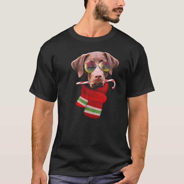 T-shirt Noël en juillet Chemise Labrador Lunettes de solei (Devant)