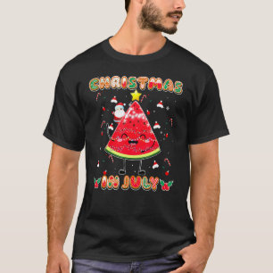 T-shirt Noël En Juillet Cute Watermelon Tree Père Noël Sum