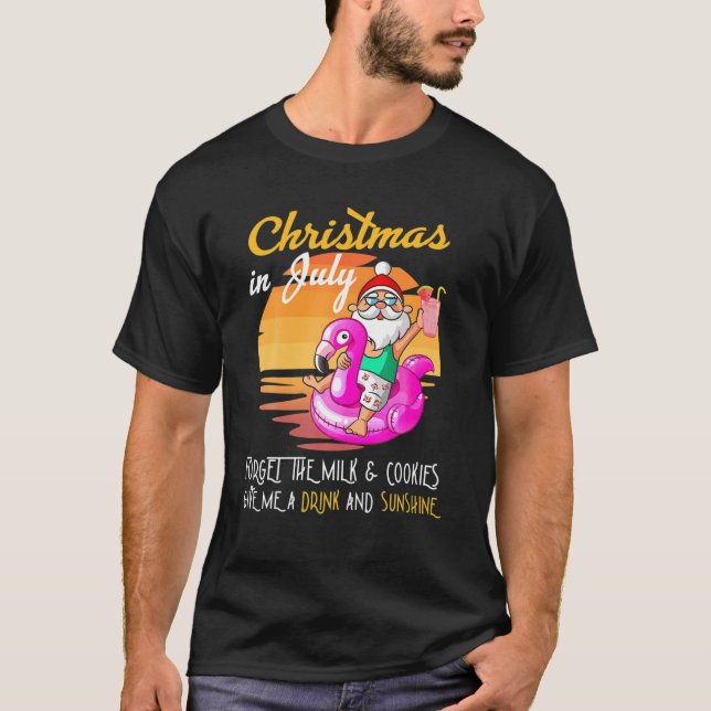 T-shirt Noël En Juillet Donne-Moi Un Jus Boire Et Le Solei (Devant)