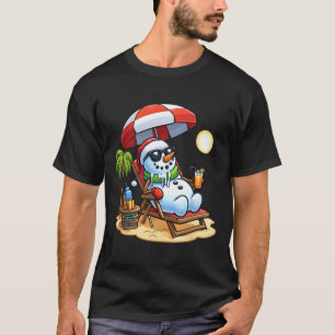 T-shirt Noël En Juillet Drôle Snowman Summer Fun Beach H
